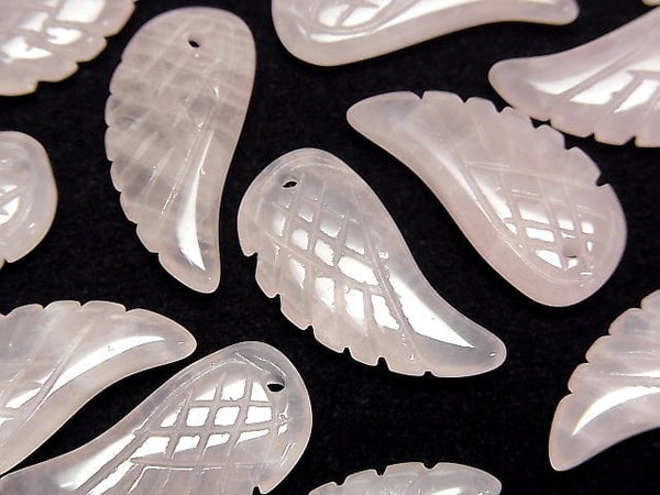 [Video] Rose Quartz AA+ Angel Wing  24x12mm 3pcs