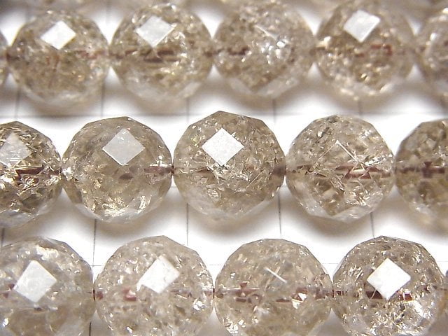 [Video] Crack Smoky Quartz 64Faceted Round 12mm half or 1strand beads (aprx.15inch/36cm)