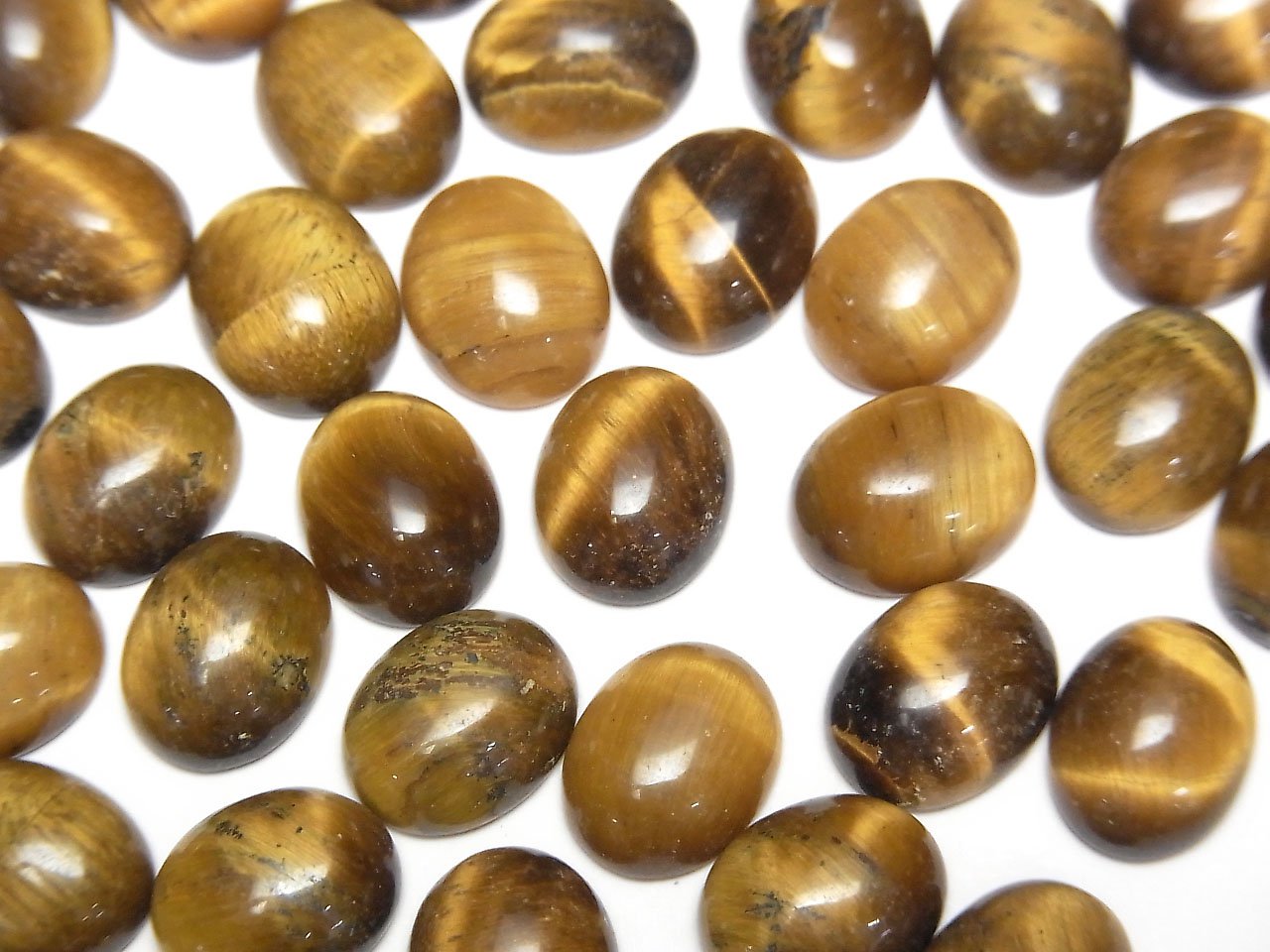 Œil de tigre jaune AA++ Cabochon ovale 10x8mm 4 pièces