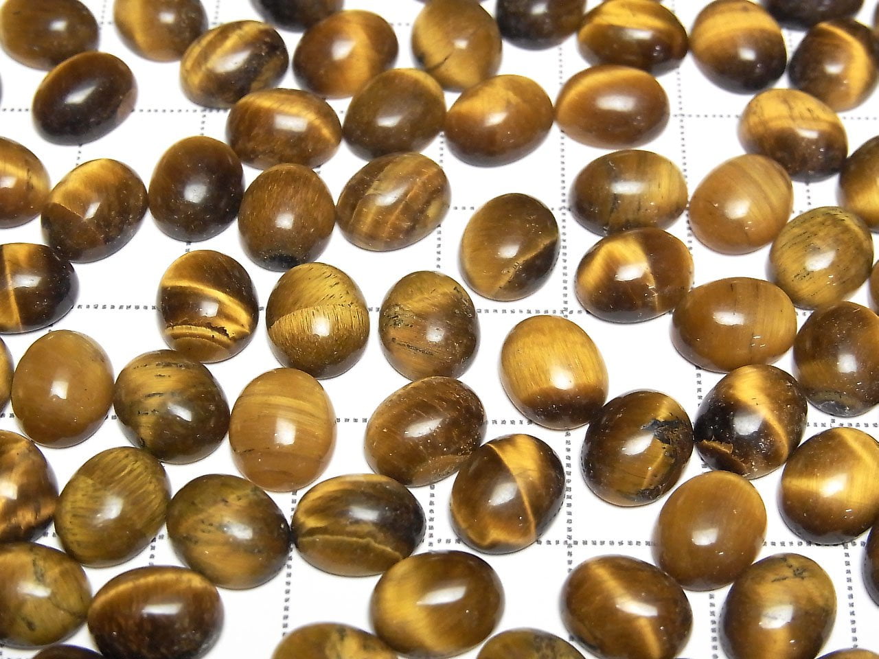 Œil de tigre jaune AA++ Cabochon ovale 10x8mm 4 pièces