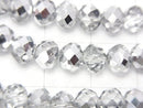 1strand $2.39! Glass Beads  Faceted Button Rondelle 6x6x4mm Silver Half Coating 1strand beads (aprx.17inch / 42cm)