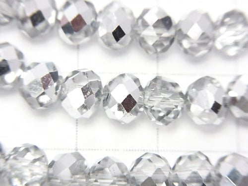 1strand $2.39! Glass Beads  Faceted Button Roundel 6x6x4mm Silver Half Coating 1strand beads (aprx.17inch / 42cm)