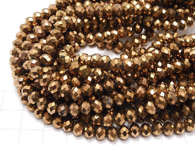 1strand $2.39! Glass Beads  Faceted Button Roundel 6x6x4mm Bronze 1strand beads (aprx.17inch / 42cm)