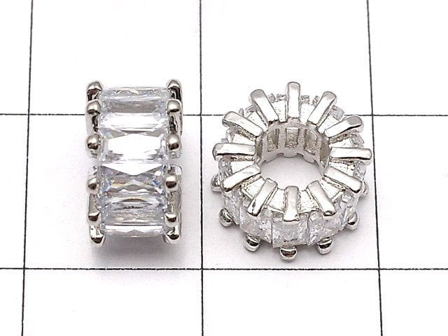 Metal Parts Roundel 9 x 9 x 5 mm Silver Color (with CZ) 2 pcs $5.79!