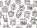 Metal Parts Rondelle 9 x 9 x 5 mm Silver Color (with CZ) 2 pcs $5.79!