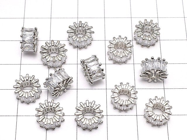 Metal Parts Roundel 9 x 9 x 5 mm Silver Color (with CZ) 2 pcs $5.79!