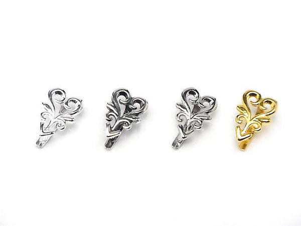 Silver925 Heart Motif Pendant Bail [Pure Silver Finish] [Oxidized Finish] [Rhodium Plated] [18KGP] 2pcs