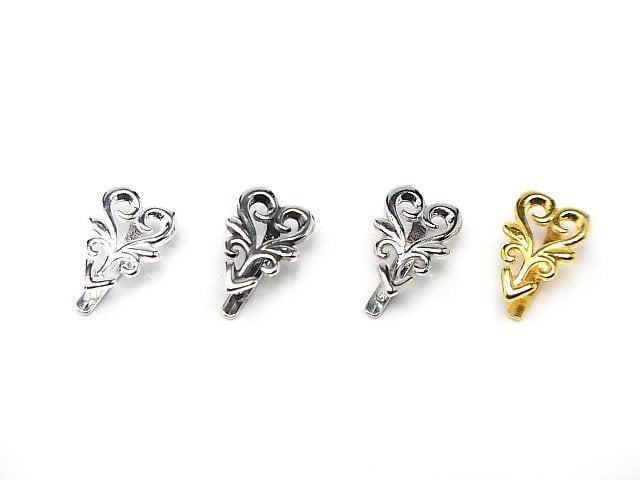 Silver925 Heart Motif Pendant Bail [Pure Silver Finish] [Oxidized Finish] [Rhodium Plated] [18KGP] 2pcs