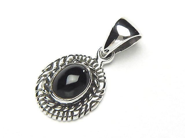 Onyx  Oval Pendant 15x13x6mm Silver925  1pc