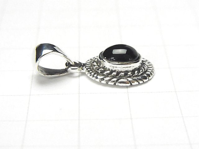 Onyx  Oval Pendant 15x13x6mm Silver925  1pc