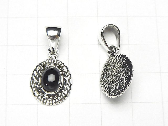 Onyx  Oval Pendant 15x13x6mm Silver925  1pc