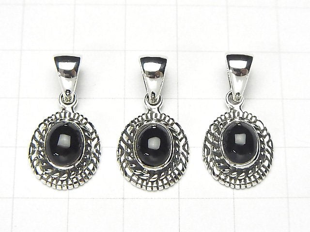 Onyx  Oval Pendant 15x13x6mm Silver925  1pc