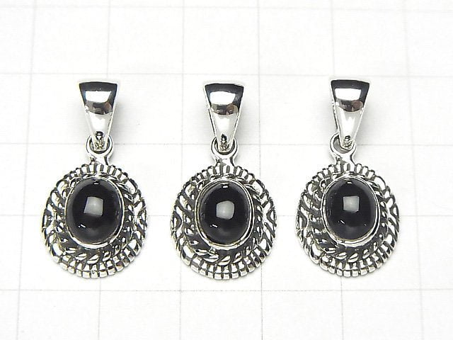 Onyx  Oval Pendant 15x13x6mm Silver925  1pc