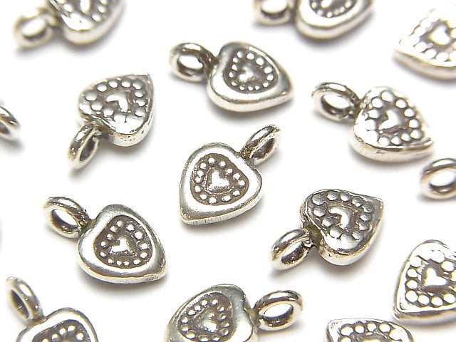 Karen Silver Heart Charm 11x6.5mm 1pc