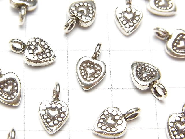 Karen Silver Heart Charm 11x6.5mm 1pc