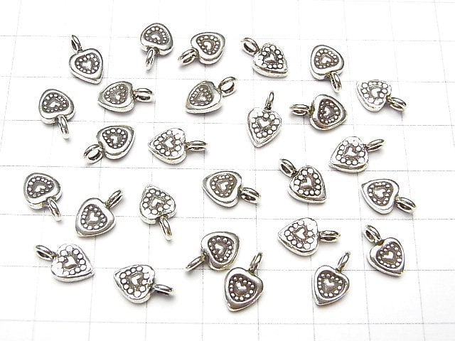 Karen Silver Heart Charm 11x6.5mm 1pc