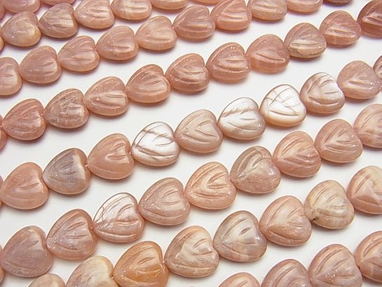 Orange Moonstone AA Vertical Hole Heart Carving 14 x 14 x 6 mm half or 1 strand beads (aprx.15 inch / 38 cm)