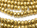 [Video] Magnetic! Hematite Faceted Button Rondelle 4 x 4 mm x 3 mm gold coating 1 strand beads (aprx.15 inch / 38 cm)