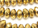 Hematite Faceted Button Rondelle 8 x 8 mm x 5 mm gold coating half or 1 strand beads (aprx.15 inch / 38 cm)
