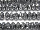 [Video] Hematite Faceted Button Rondelle 6x6x4mm Silver coating 1strand beads (aprx.15inch/38cm)