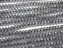 [Video] Hematite Faceted Button Rondelle 6x6x4mm Silver coating 1strand beads (aprx.15inch/38cm)