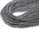 [Video] Hematite Faceted Button Rondelle 6x6x4mm Silver coating 1strand beads (aprx.15inch/38cm)