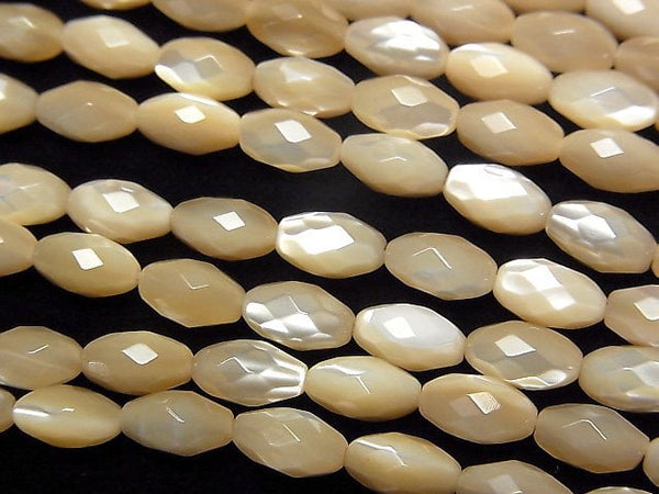 [Video]Mother of Pearl MOP Beige Faceted Rice 8x4x4mm 1strand beads (aprx.15inch/36cm)