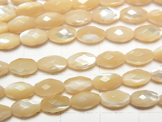 [Video]Mother of Pearl MOP Beige Faceted Rice 8x4x4mm 1strand beads (aprx.15inch/36cm)