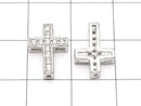 [Video] Metal parts 13x9.5mm Cross Silver color (with CZ) 1pc
