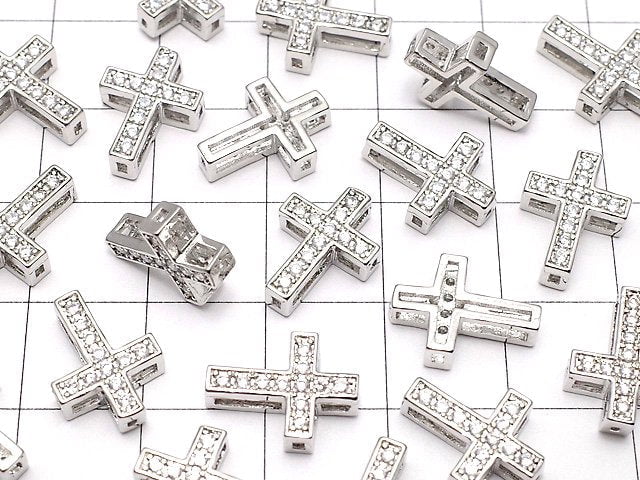 [Video] Metal parts 13x9.5mm Cross silver color (with CZ) 1pc