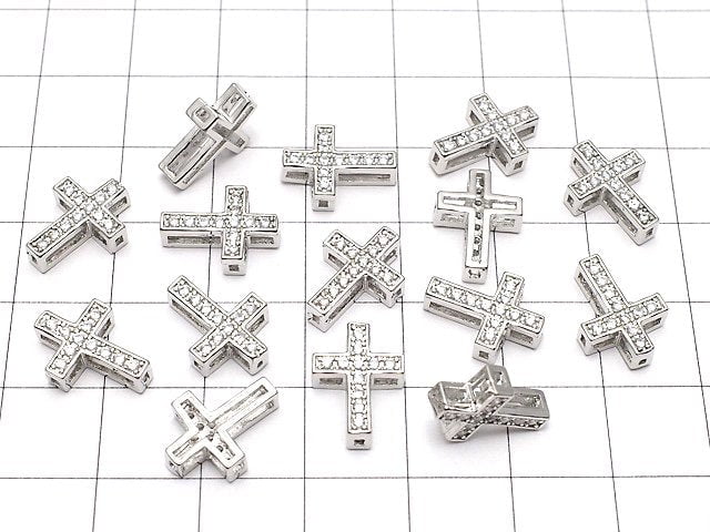 [Video] Metal parts 13x9.5mm Cross silver color (with CZ) 1pc