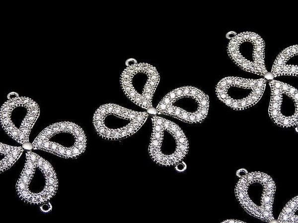 Metal Joint Parts, 22x19mm, Silver Color (with CZ), 1pc