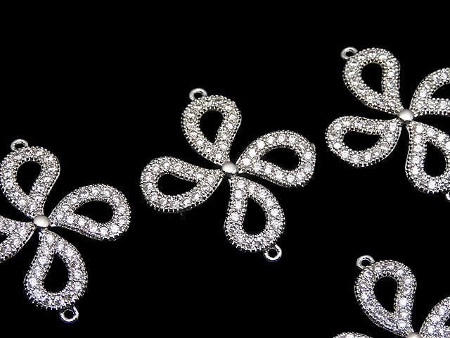 Metal Joint Parts, 22x19mm, Silver Color (with CZ), 1pc