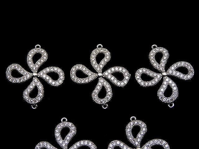Metal Joint Parts, 22x19mm, Silver Color (with CZ), 1pc