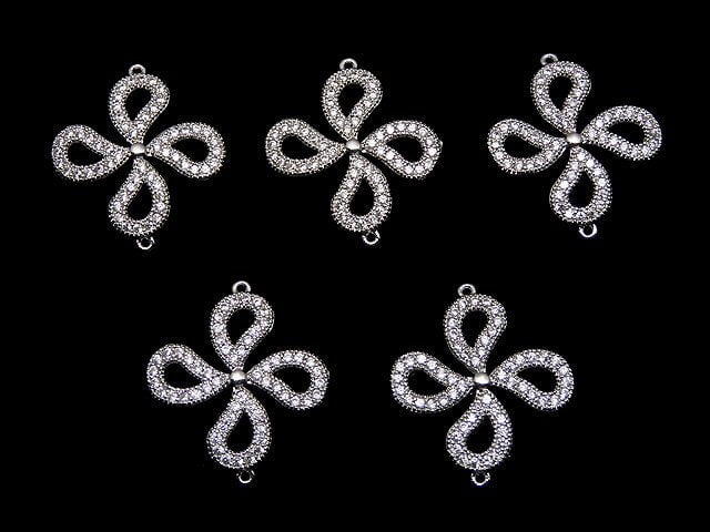 Metal Joint Parts, 22x19mm, Silver Color (with CZ), 1pc
