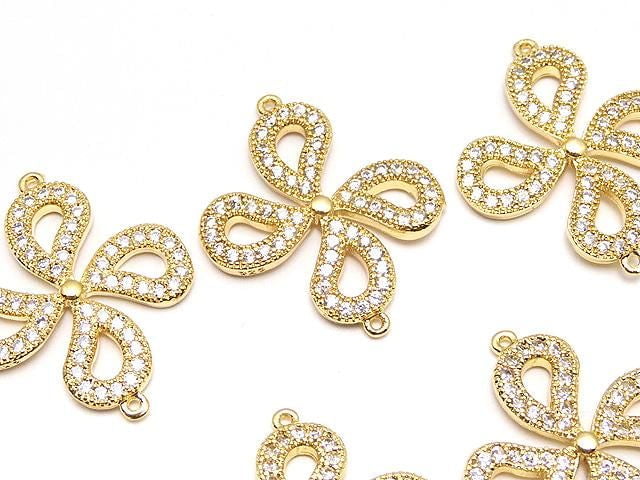 Metal Joint Parts, 22x19mm, Gold Color (with CZ), 1pc