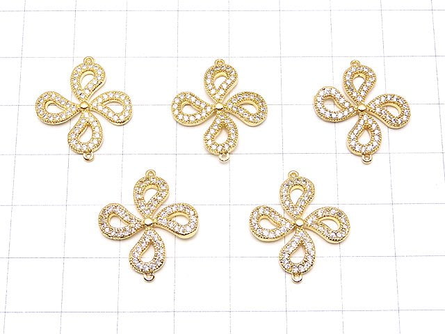 Metal Joint Parts, 22x19mm, Gold Color (with CZ), 1pc
