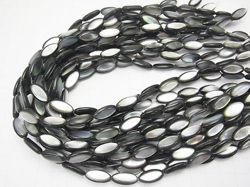 High Quality Black Shell (Black-lip Oyster) Oval 15x8x4mm half or 1strand beads (aprx.15inch/36cm)