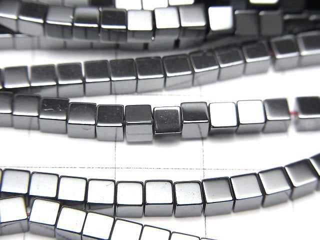 [Video]Hematite Cube 3x3x3mm 1strand beads (aprx.15inch/38cm)