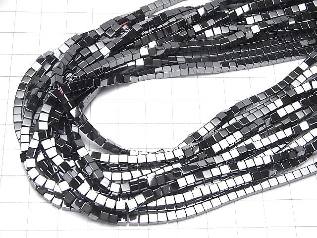 [Video]Hematite Cube 3x3x3mm 1strand beads (aprx.15inch/38cm)