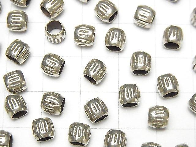 Karen Silver Patterned Rondelle 5x6x6mm 3pcs