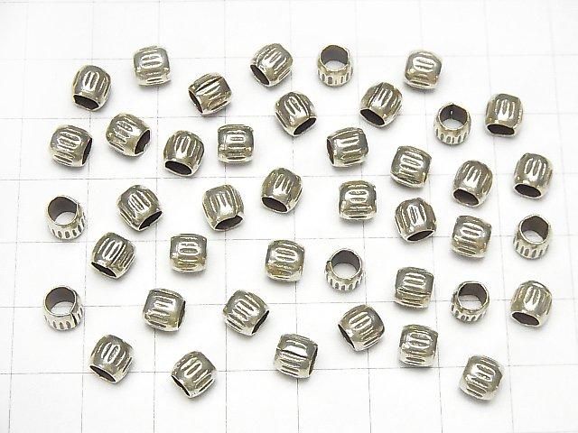 Karen Silver Patterned Rondelle 5x6x6mm 3pcs