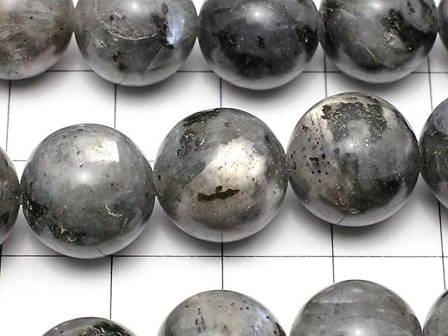 [Video] Larvikite Round 12mm 1-strand beads (approx. 15 inches/36 cm)