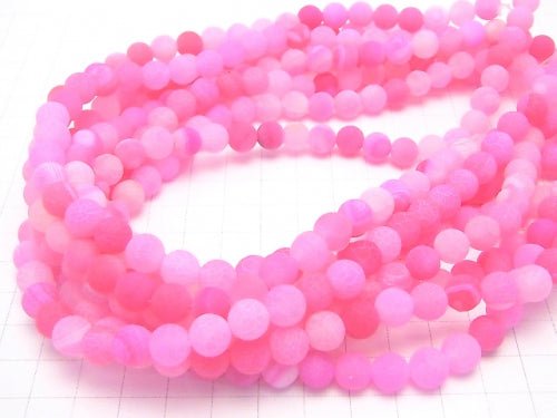 Frost pink color agate Round 8mm antique finish 1strand beads (aprx.13inch/33cm)