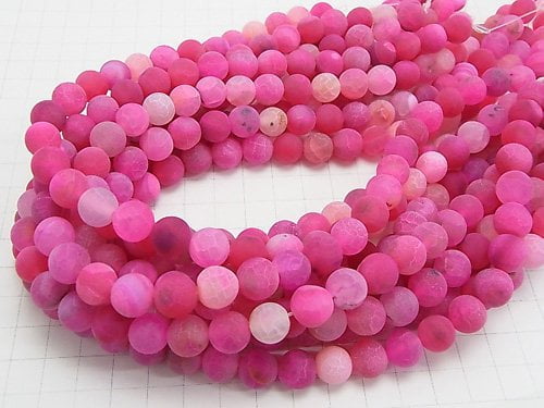 Frost pink color agate Round 10mm antique finish 1strand beads (aprx.15inch/36cm)