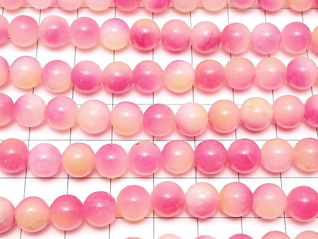 Pink & Yellow Jade Round 8mm 1strand beads (aprx.15inch/36cm)