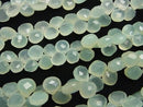 High Quality Light Green color Chalcedony AAA- Chestnut Faceted Briolette half or 1strand beads (aprx.6inch/16cm)