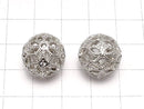 Metal Parts watermark pattern entering Round 15 mm silver color w / CZ 1 pc $2.79!