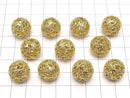 Metal Parts watermark patterned round 15 mm gold color w / CZ 1 pc $2.79!