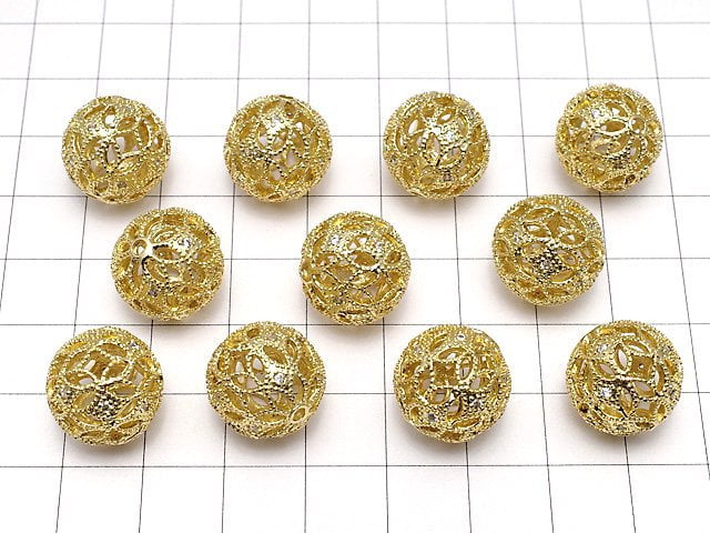 Metal Parts watermark patterned round 15 mm gold color w / CZ 1 pc $2.79!